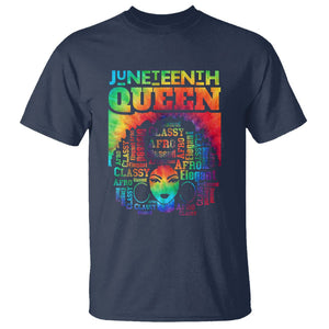 Juneteenth Afro Queen T Shirt Melanin Black Girl Magic Women Tie Dye TS01 Navy Printyourwear