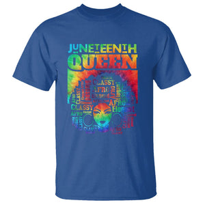 Juneteenth Afro Queen T Shirt Melanin Black Girl Magic Women Tie Dye TS01 Royal Blue Printyourwear