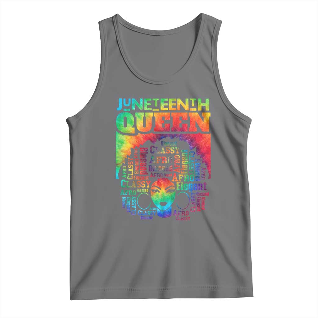 Juneteenth Afro Queen Tank Top Melanin Black Women Magic Tie Dye TS01 Black Heather Print Your Wear