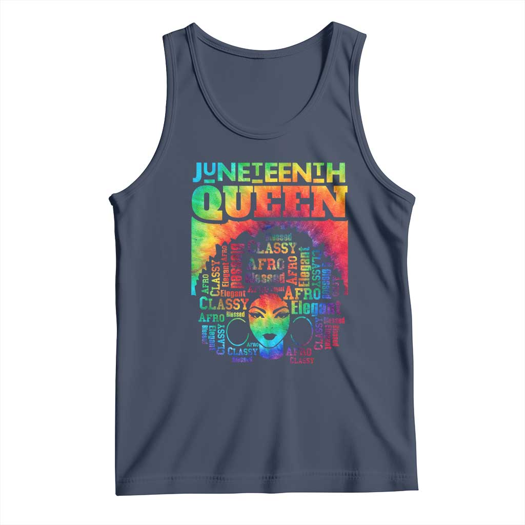 Juneteenth Afro Queen Tank Top Melanin Black Women Magic Tie Dye TS01 Navy Print Your Wear