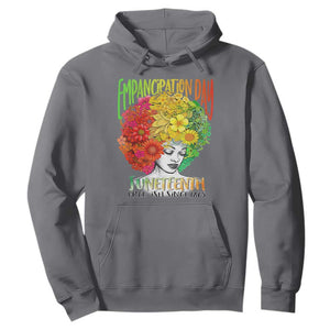 Freeish Juneteenth Hoodie Black Women with Flowers in Her Hair Freedom Day African American June 19th 1865 TS01 Charcoal Printyourwear