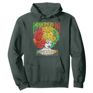 Freeish Juneteenth Hoodie Black Women with Flowers in Her Hair Freedom Day African American June 19th 1865 TS01 Dark Forest Green Printyourwear