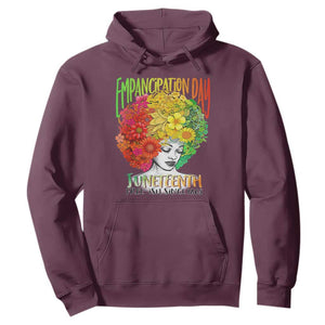 Freeish Juneteenth Hoodie Black Women with Flowers in Her Hair Freedom Day African American June 19th 1865 TS01 Maroon Printyourwear