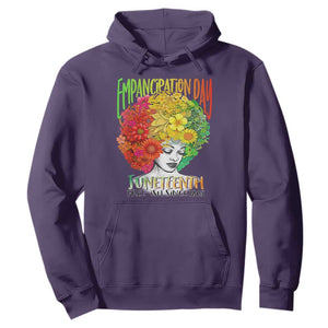 Freeish Juneteenth Hoodie Black Women with Flowers in Her Hair Freedom Day African American June 19th 1865 TS01 Purple Printyourwear