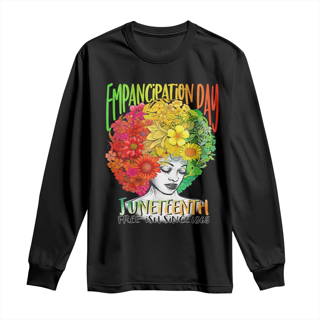 Freeish Since 1865 Juneteenth Long Sleeve Shirt Freedom Day African American June 19th Black Women Floral Hair TS01 Black Print Your Wear