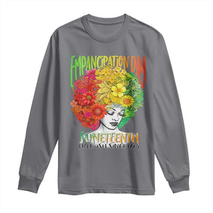 Freeish Since 1865 Juneteenth Long Sleeve Shirt Freedom Day African American June 19th Black Women Floral Hair TS01 Charcoal Print Your Wear