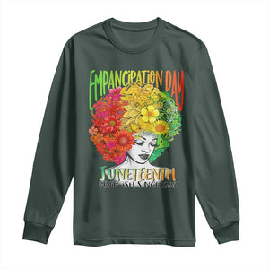 Freeish Since 1865 Juneteenth Long Sleeve Shirt Freedom Day African American June 19th Black Women Floral Hair TS01 Dark Forest Green Print Your Wear