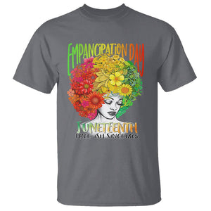 Freeish Juneteenth T Shirt Black Women with Flowers in Her Hair Freedom Day African American June 19th 1865 TS01 Charcoal Printyourwear