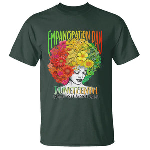 Freeish Juneteenth T Shirt Black Women with Flowers in Her Hair Freedom Day African American June 19th 1865 TS01 Dark Forest Green Printyourwear