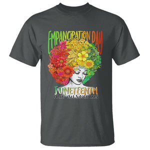 Freeish Juneteenth T Shirt Black Women with Flowers in Her Hair Freedom Day African American June 19th 1865 TS01 Dark Heather Printyourwear