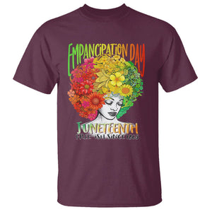 Freeish Juneteenth T Shirt Black Women with Flowers in Her Hair Freedom Day African American June 19th 1865 TS01 Maroon Printyourwear