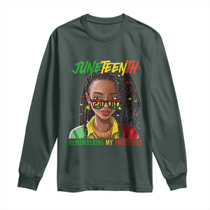 Black Prince Juneteenth 1865 Long Sleeve Shirt Loc'd Hair Remembering My Ancestor for Women TS01 Dark Forest Green Print Your Wear