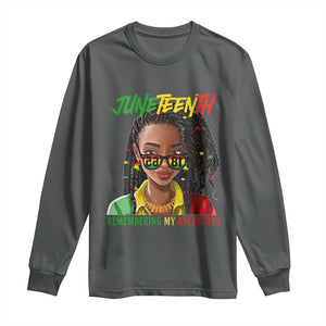 Black Prince Juneteenth 1865 Long Sleeve Shirt Loc'd Hair Remembering My Ancestor for Women TS01 Dark Heather Print Your Wear