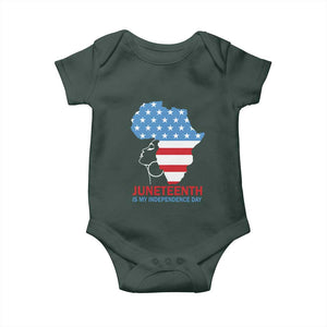 Juneteenth Is My Independence Day Baby Onesie African Woman Not 4th Of July TS01 Dark Forest Green Print Your Wear