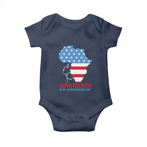 Juneteenth Is My Independence Day Baby Onesie African Woman Not 4th Of July TS01 Navy Print Your Wear