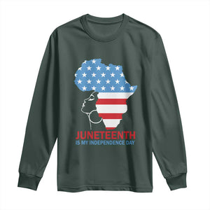 Juneteenth Is My Independence Day Long Sleeve Shirt African Woman Not 4th Of July TS01 Dark Forest Green Print Your Wear