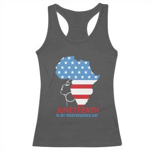 Juneteenth Is My Independence Day Racerback Tank Top African Woman Not 4th Of July TS01 Dark Heather Print Your Wear