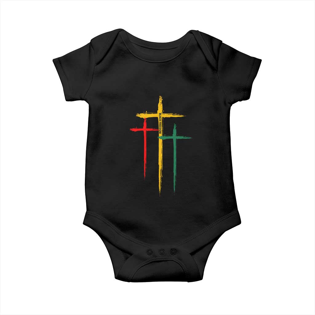 Christian Cross Juneteenth Baby Onesie African Black Freedom Day 1865 TS01 Black Print Your Wear