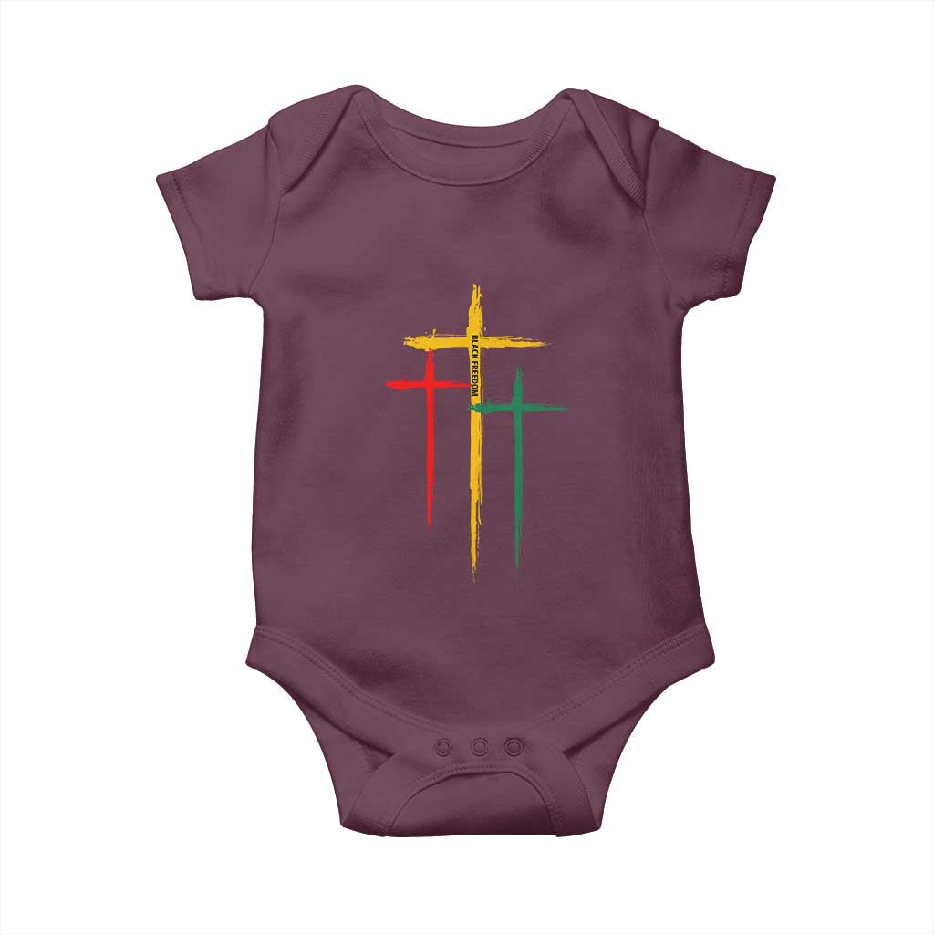 Christian Cross Juneteenth Baby Onesie African Black Freedom Day 1865 TS01 Maroon Print Your Wear