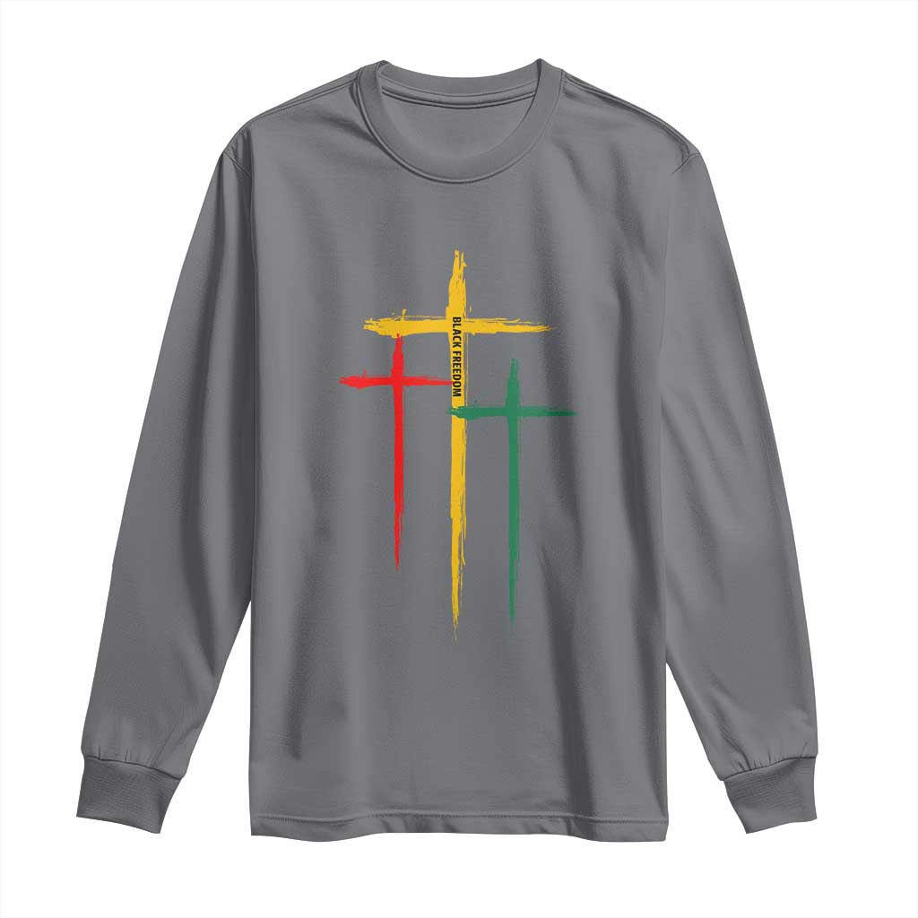 Christian Cross Juneteenth Long Sleeve Shirt African Black Freedom Day 1865 TS01 Charcoal Print Your Wear