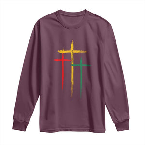 Christian Cross Juneteenth Long Sleeve Shirt African Black Freedom Day 1865 TS01 Maroon Print Your Wear