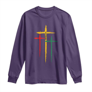 Christian Cross Juneteenth Long Sleeve Shirt African Black Freedom Day 1865 TS01 Purple Print Your Wear