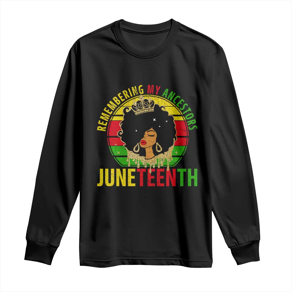 Vintage Juneteenth Long Sleeve Shirt Remembering My Ancestors TS01 Black Print Your Wear