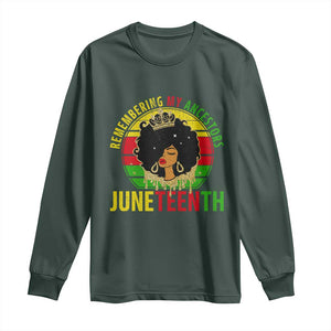 Vintage Juneteenth Long Sleeve Shirt Remembering My Ancestors TS01 Dark Forest Green Print Your Wear