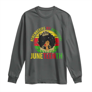 Vintage Juneteenth Long Sleeve Shirt Remembering My Ancestors TS01 Dark Heather Print Your Wear