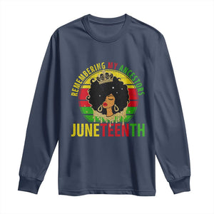 Vintage Juneteenth Long Sleeve Shirt Remembering My Ancestors TS01 Navy Print Your Wear