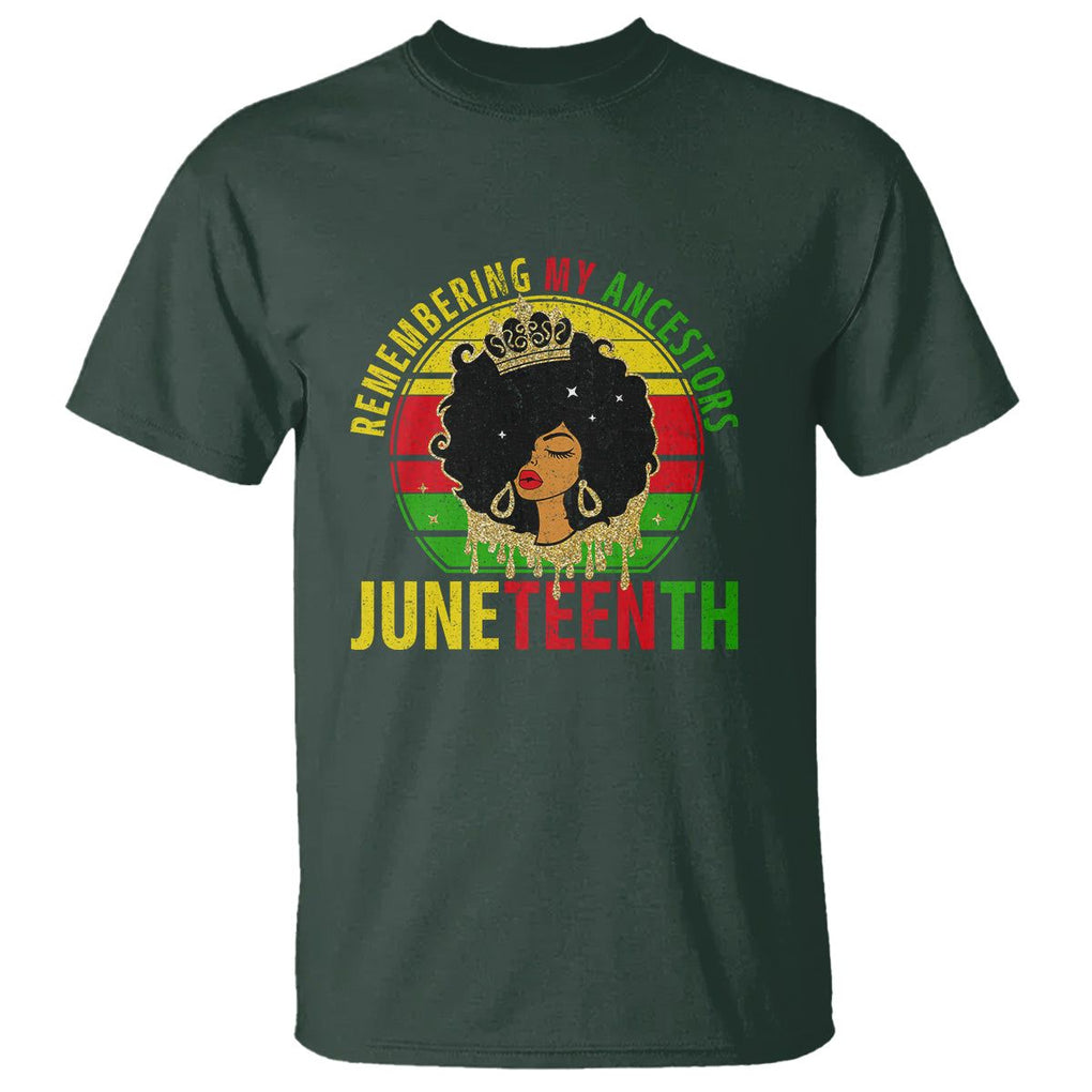 Vintage Juneteenth T Shirt Remembering My Ancestors TS01 Dark Forest Green Printyourwear