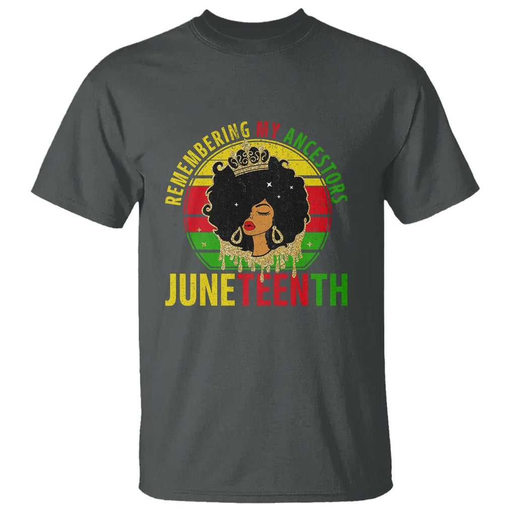 Vintage Juneteenth T Shirt Remembering My Ancestors TS01 Dark Heather Printyourwear