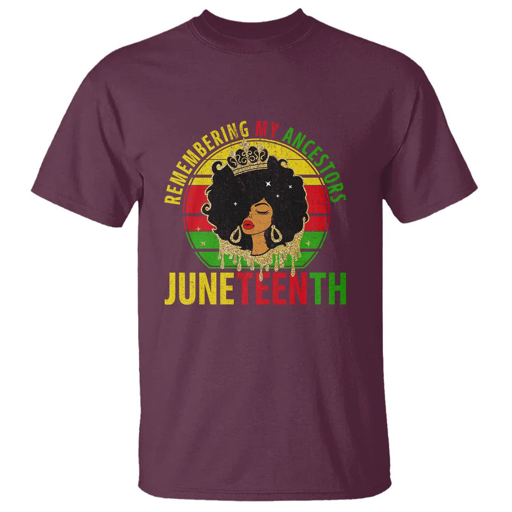 Vintage Juneteenth T Shirt Remembering My Ancestors TS01 Maroon Printyourwear