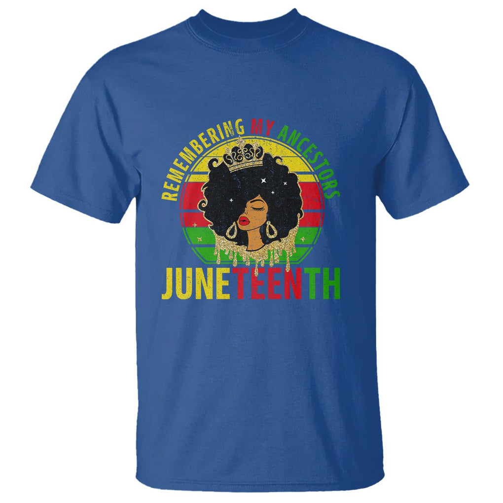 Vintage Juneteenth T Shirt Remembering My Ancestors TS01 Royal Blue Printyourwear