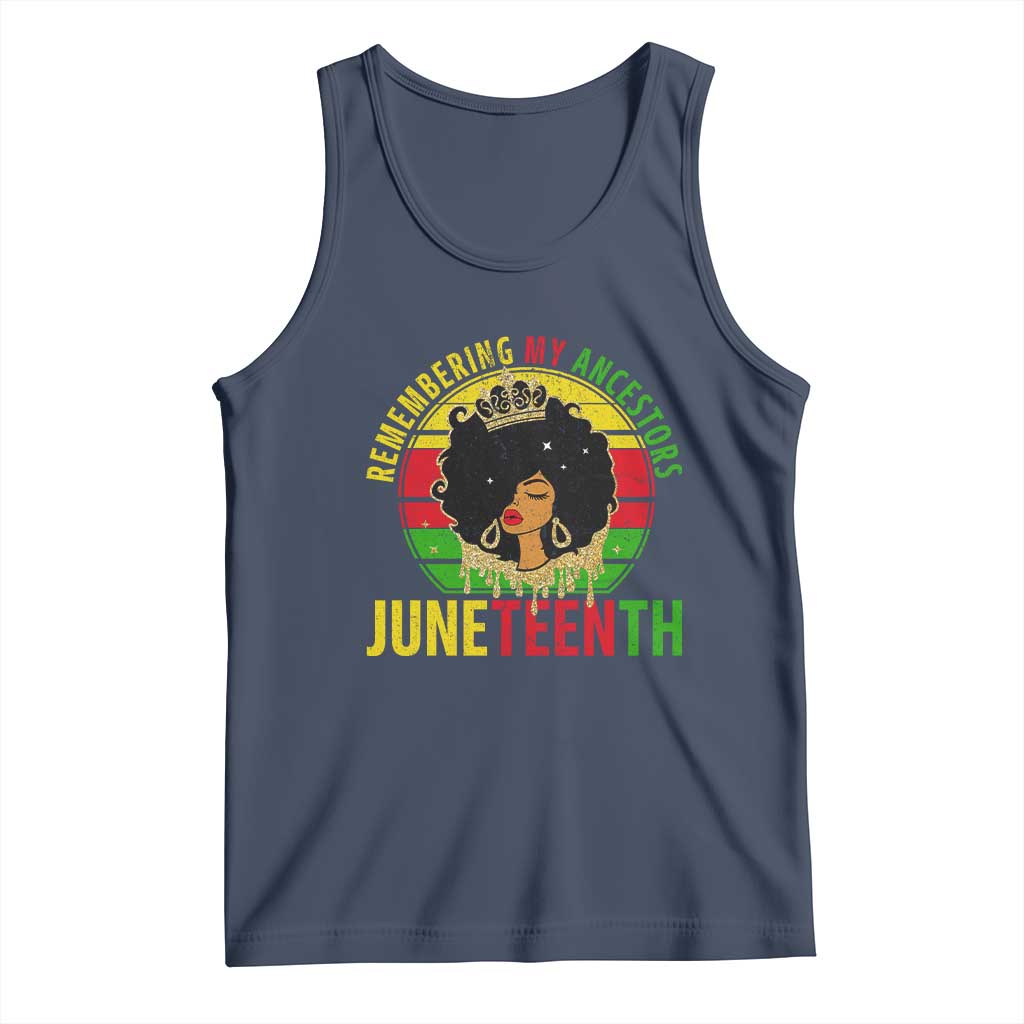 Vintage Juneteenth Tank Top Remembering My Ancestors TS01 Navy Print Your Wear