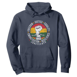 Juneteenth Fist Hoodie Freedom Justice Equality Emancipation Resilience TS01 Navy Printyourwear