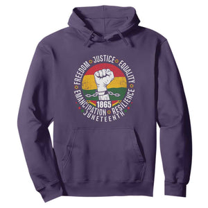 Juneteenth Fist Hoodie Freedom Justice Equality Emancipation Resilience TS01 Purple Printyourwear