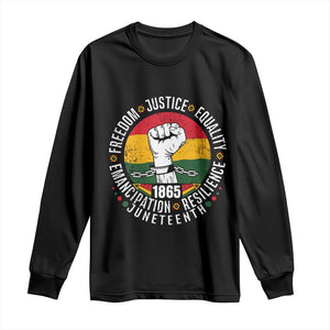 Juneteenth Raised Fist Long Sleeve Shirt Freedom Justice Equality Emancipation Resilience TS01 Black Print Your Wear