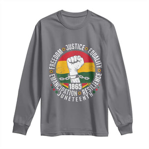 Juneteenth Raised Fist Long Sleeve Shirt Freedom Justice Equality Emancipation Resilience TS01 Charcoal Print Your Wear