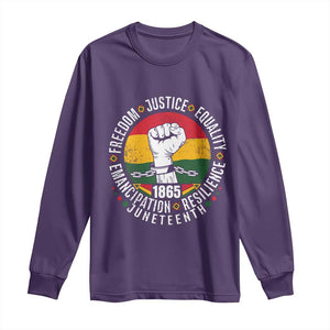 Juneteenth Raised Fist Long Sleeve Shirt Freedom Justice Equality Emancipation Resilience TS01 Purple Print Your Wear