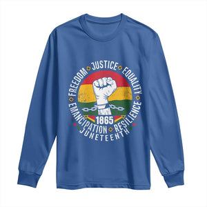 Juneteenth Raised Fist Long Sleeve Shirt Freedom Justice Equality Emancipation Resilience TS01 Royal Blue Print Your Wear