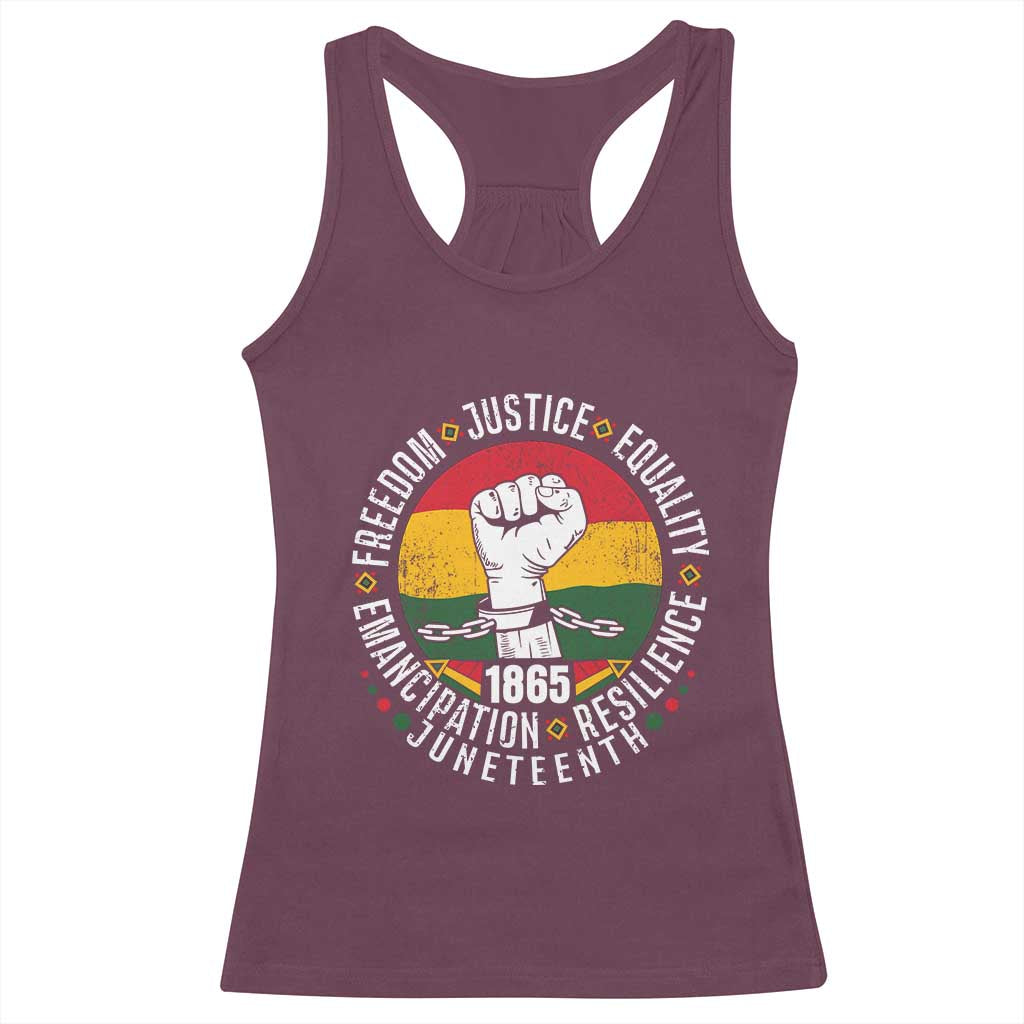 Juneteenth Raised Fist Racerback Tank Top Freedom Justice Equality Emancipation Resilience TS01 Maroon Print Your Wear