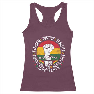 Juneteenth Raised Fist Racerback Tank Top Freedom Justice Equality Emancipation Resilience TS01 Maroon Print Your Wear