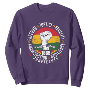 Juneteenth Fist Sweatshirt Freedom Justice Equality Emancipation Resilience TS01 Purple Printyourwear