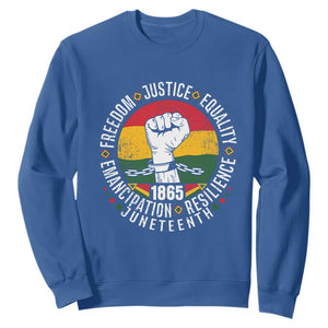 Juneteenth Fist Sweatshirt Freedom Justice Equality Emancipation Resilience TS01 Royal Blue Printyourwear