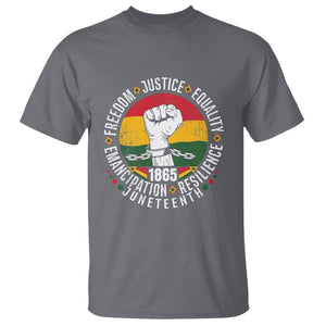 Juneteenth Fist T Shirt Freedom Justice Equality Emancipation Resilience TS01 Charcoal Printyourwear