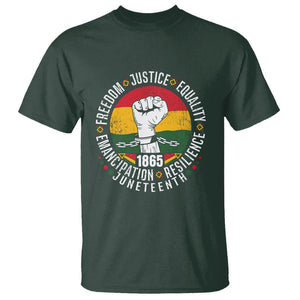 Juneteenth Fist T Shirt Freedom Justice Equality Emancipation Resilience TS01 Dark Forest Green Printyourwear