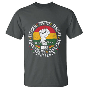 Juneteenth Fist T Shirt Freedom Justice Equality Emancipation Resilience TS01 Dark Heather Printyourwear