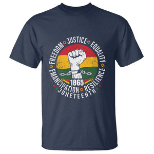 Juneteenth Fist T Shirt Freedom Justice Equality Emancipation Resilience TS01 Navy Printyourwear