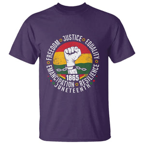 Juneteenth Fist T Shirt Freedom Justice Equality Emancipation Resilience TS01 Purple Printyourwear